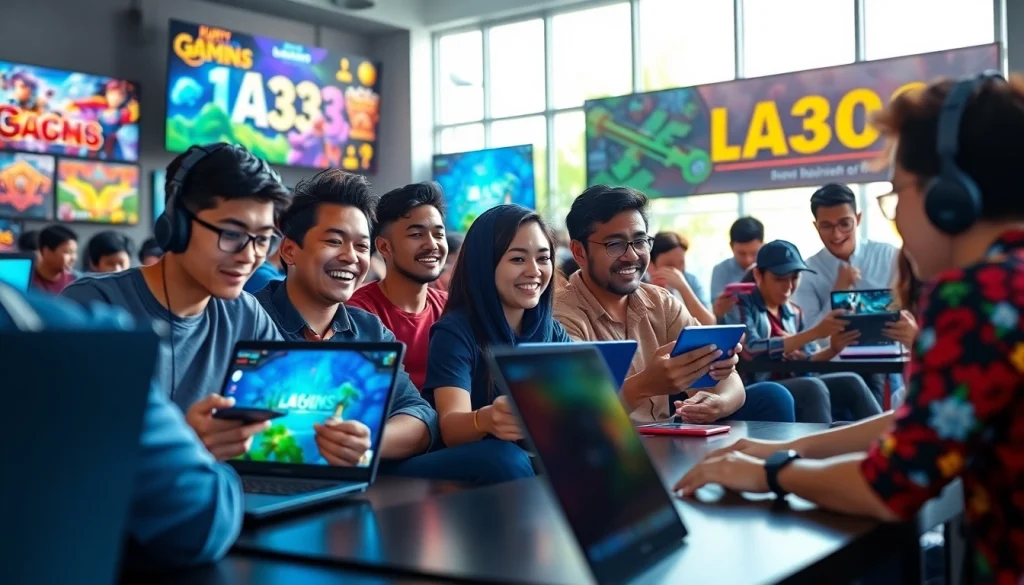 Menampilkan pengguna menikmati lapak303 daftar game dengan perangkat berjaringan berwarna cerah.