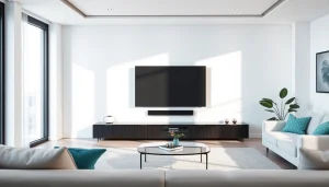 Showcase the sleek TV88 in a modern living room, highlighting its design and ambiance.