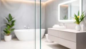 Admire la paroi de douche sirhona élégante dans une salle de bains moderne et épurée.