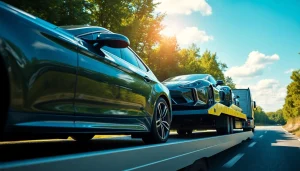 Transport luxury vehicles effortlessly with https://luxuryautocarriers.com showcased in a scenic setting.