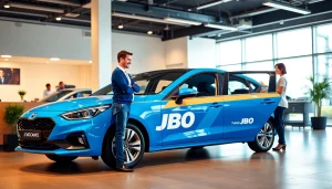 Renting a JBO vehicle with friendly service in a bright, welcoming rental office.