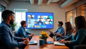 Young professionals collaborating with Microsoft Teams, showcasing teams下载 in action.