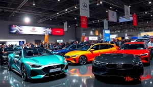 Showcase of the Auto Cars Show with a stunning array of car models under bright lights.