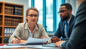 Consulting with a lawyer at https://www.arcalaw.com showcasing professionalism and trust in a modern office.