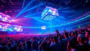 Attendees engaging at esports tournament on https://gamelevate.com showcasing vibrant atmosphere.