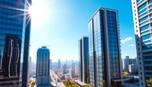Visual representation of international real estate development showcasing modern urban architecture and vibrant city skyline.
