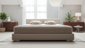 Materasso matrimoniale di alta qualità posizionato in una camera da letto moderna, pronto per offrire un sonno rigenerante.