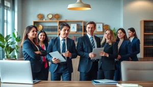 Attorneys at https://www.turnpikelaw.com engaged in a collaborative discussion in a modern office.