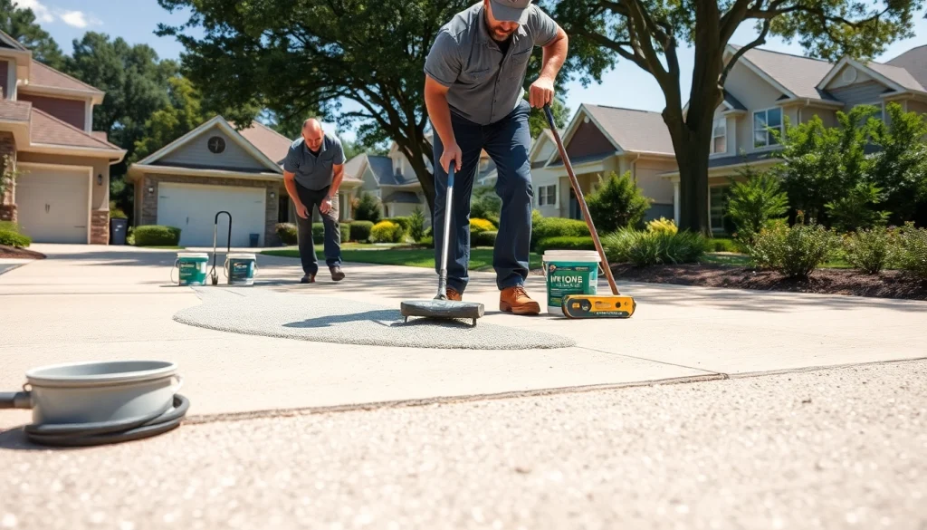 Concrete Leveling Roseburg services performed by professionals on a residential driveway.