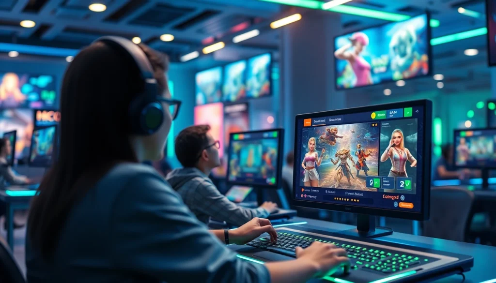 KJC AC online gaming platform interface showcasing vibrant game visuals and user interactions.