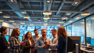 Boosting IT Fredericksburg collaboration among professionals in a modern office environment with technology.