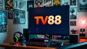 Showcase TV88 gaming setup with sleek design and vibrant accessories