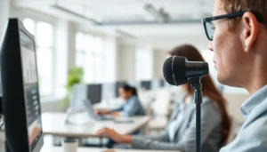 Utilizing https://www.speechlyapp.com for a seamless voice-to-text experience in a modern workspace.