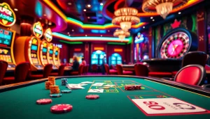 JBO poker players strategizing with colorful chips at an exciting casino table.