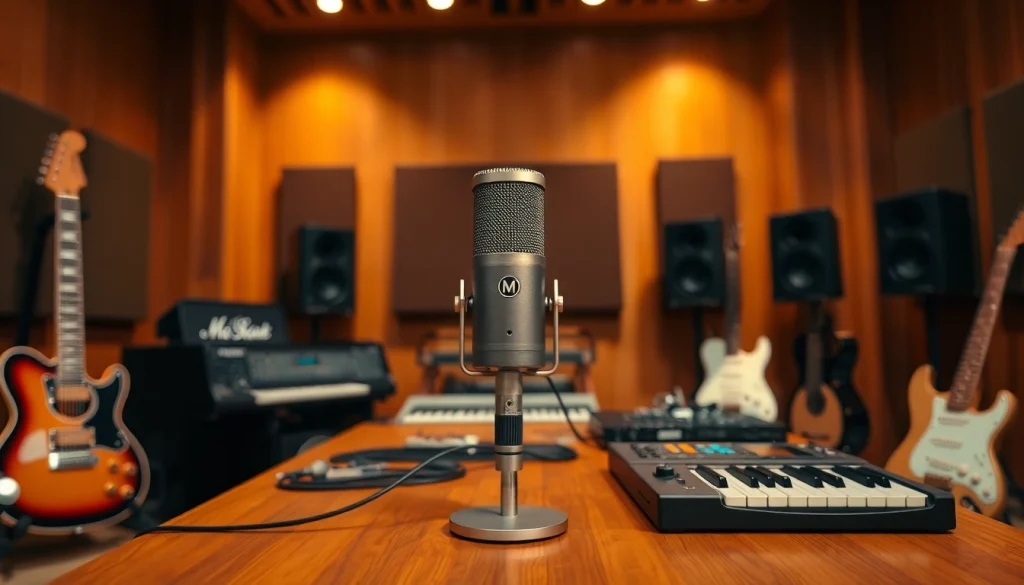 MV88 microphone showcased in a modern recording studio, highlighting creativity and professionalism.
