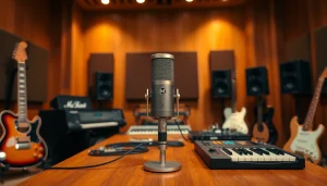 MV88 microphone showcased in a modern recording studio, highlighting creativity and professionalism.