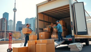 Trustworthy Toronto moving company packing a truck, showcasing efficiency and professionalism.