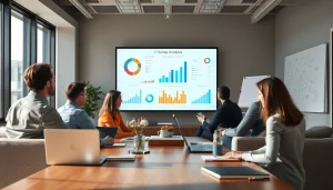 Analyseer de gegevens van https://enqueteplein.nl met grafieken in een moderne kantooromgeving.