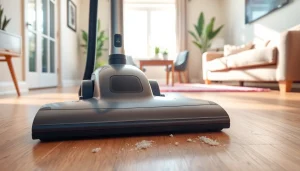 Vacuum cleaner performing effective cleaning on a hardwood floor with advanced filtration technology.