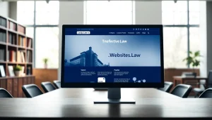 Design of a law firm's website at https://www.websites.law with a modern office backdrop