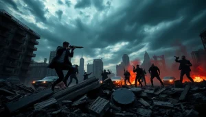 Hero confronts villains in an action-packed thriller urban setting with dramatic intensity.