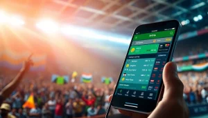 Engaging smartphone display showcasing the best sports betting apps in India during an exciting sports event.
