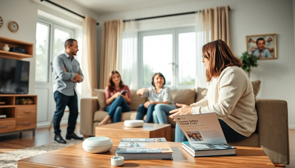 Verbesserte Sicherheit mit https://sicherlebensraum.de in einem modernen Wohnzimmer zeigen.