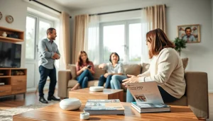 Verbesserte Sicherheit mit https://sicherlebensraum.de in einem modernen Wohnzimmer zeigen.