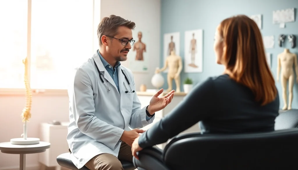 Engaging consultation at https://www.drzavosh.com showcasing chiropractic care and patient interaction.