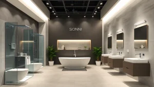 Die sonni sanitär Produkte im modernen Badezimmerdesign mit eleganter Ausstattung.