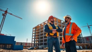 Leading New Jersey Commercial General Contractor managing a vibrant construction site with cranes and workers.