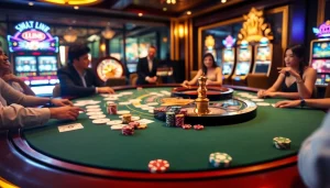 Exciting casino atmosphere at https://88aaa.fit/ featuring colorful cards and vibrant chips on a luxury gambling table.