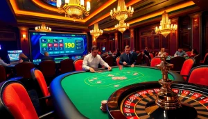 Gamble at Vua99 casino with vibrant poker tables and luxurious atmosphere.