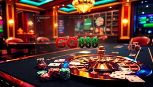 Experience the thrill of GG88 with vibrant casino games and luxurious poker chips in a captivating gambling scene.