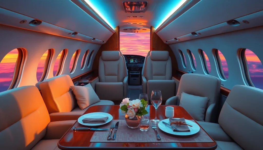 Experience luxury in the interior of a private jet at https://flymarquis.com, showcasing elegance and comfort.