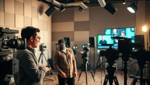 Video Production Company Calgary collaborating professionally in a modern studio environment.