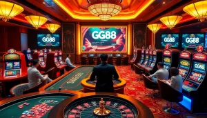 Exciting gaming action at GG88 online casino with vibrant tables and colorful chips.