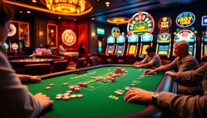 Experience thrilling poker games at Fun88's luxurious casino setting with vibrant chips and roulette.