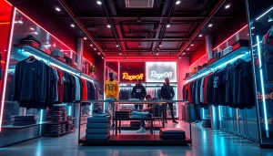 Unique fashion pieces on display at the RageOff store, blending style and modernity.