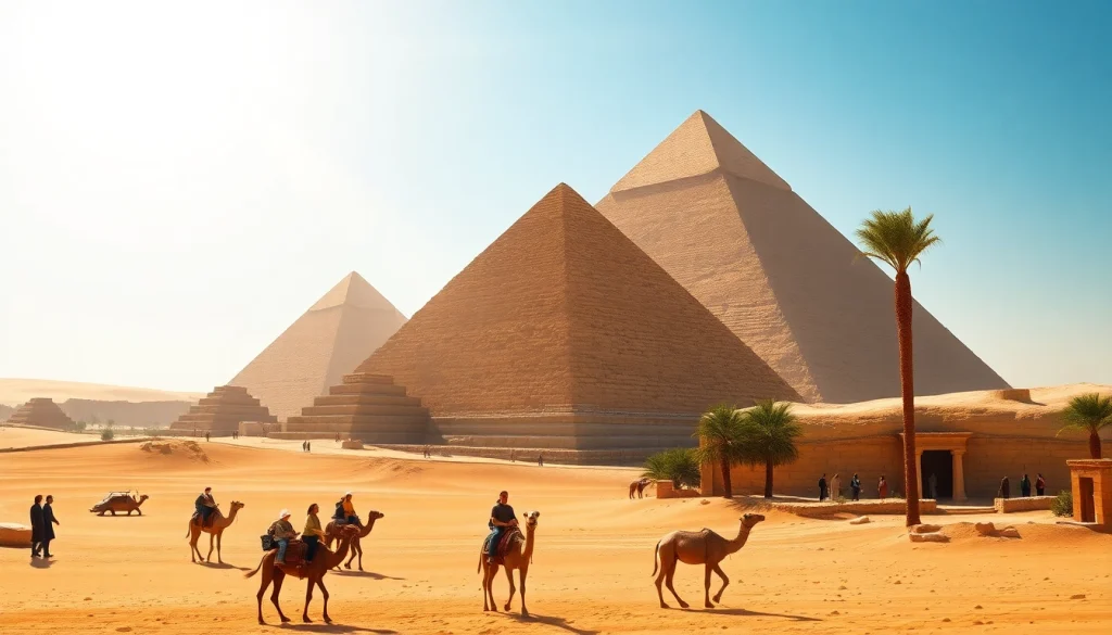 Experience the golden landscape of the pyramids at Giza with https://emegypt.net highlighting ancient wonders.