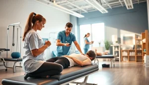 Movenetics physiotherapy session showcasing professional treatment in a modern clinic atmosphere.