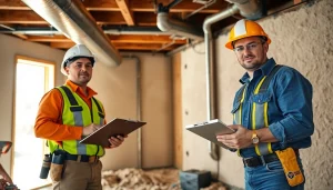 Technicians inspecting the crawl space at http://newleafcrawlspace.com, showcasing professional restoration services.