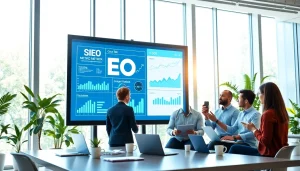 Enhance your SEO strategies with collaborative marketing efforts in a professional office setting.