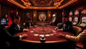 Experience high-stakes gaming action at https://f168info.com/ featuring luxurious poker tables and vibrant slot machines.