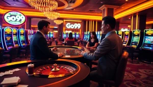 Live dealer game at Go99 casino with vibrant gambling atmosphere and engaging players.