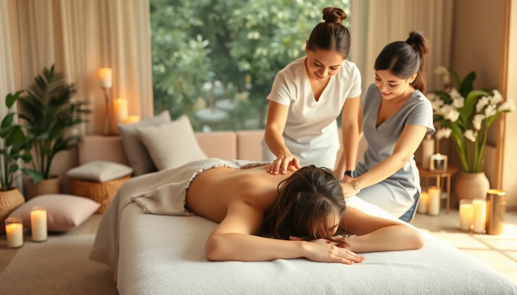 여성전용마사지 받는 장면에서 편안한 스파 환경을 묘사합니다.