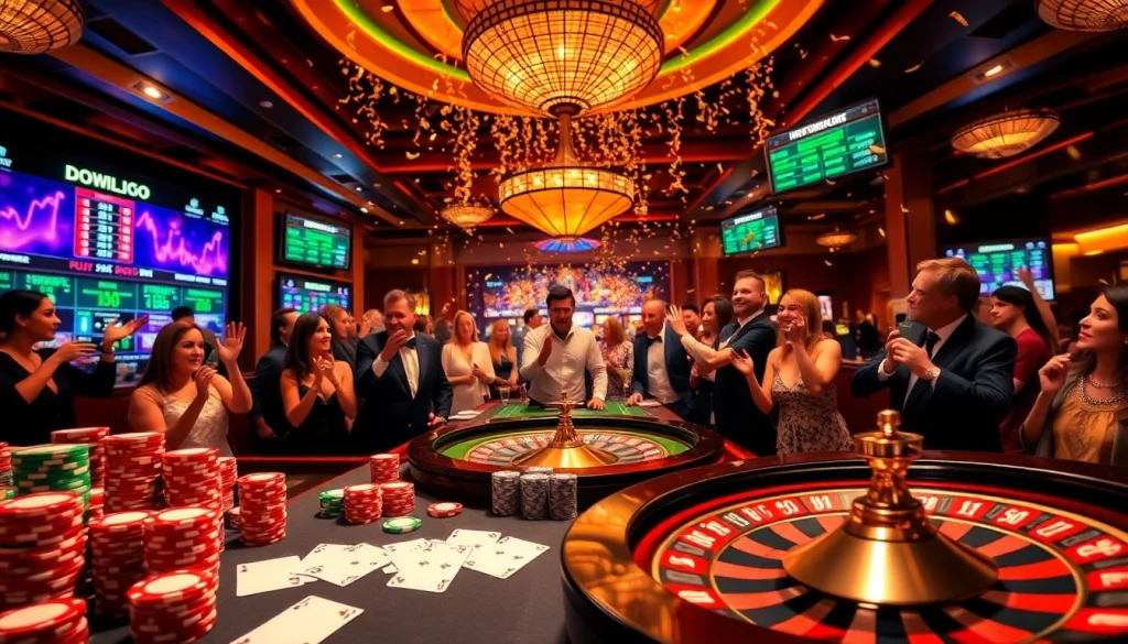 Exciting casino scene featuring 79 King with poker chips, cards, and a roulette wheel.