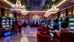 Bermain di mesin slot Dewanaga89 di kasino mewah yang dipenuhi aksi yang dinamis.