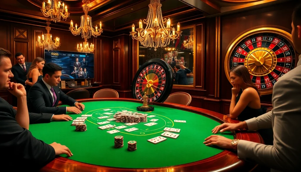 Experience excitement at https://rr88csn.com/ with a luxurious casino scene featuring poker and roulette.