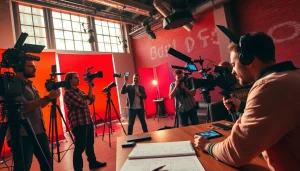 Creative Video Production Agency team collaborating in a vibrant studio atmosphere